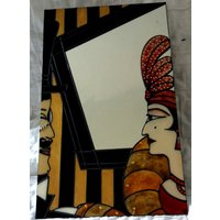 Ein Art-Deco-Inspirierte Handbemalte Original Spiegel-Design. 30 X 50 cm von DouglasPayneDesigns