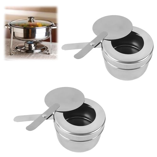 2 Stück Brennpastenbehälter Edelstahl Fondue Brenner Spiritusbrenner mit Abdeckung Tragbarer Fondue Brenner Alkoholbrenner Brennbehälter für Buffets Grillpartys Hot Pot Outdoor Camping von Doukesh