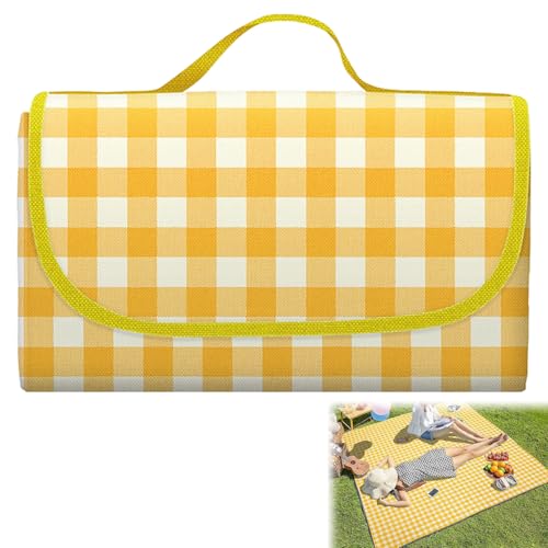 200x200CM Picknickdecke Wasserdicht,Stranddecke Wasserdicht,Stranddecke Sandfrei,Campingdecke Outdoor,Picnic Blanket,Picknickdecke Ultraleicht,Groß Strandmatte für Strand,Picknick,Camping (Gelb) von Doukesh