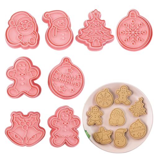 3D Ausstechformen Weihnachten,Kunststoff Ausstecher Weihnachten,Keksausstecher Weihnachten,Cartoon Ausstechform Weihnachtsmann,Weihnachtsbaum,Schneemann,PlätzcheNausstecher Plätzchen Ausstecher Set von Doukesh
