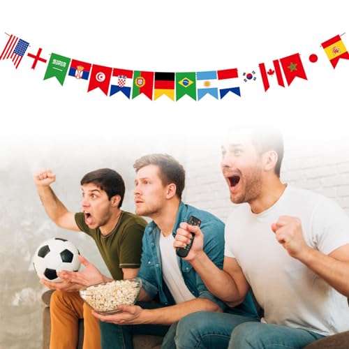 Fahnen Wimpelkette für Fußball EM 2024,Flaggenkette Europameisterschaft 2024WM,16 Länder Flaggen,Wimpelkette mit Europäischer Flagge für Garten,Bar,Party-Dekoration von Doukesh