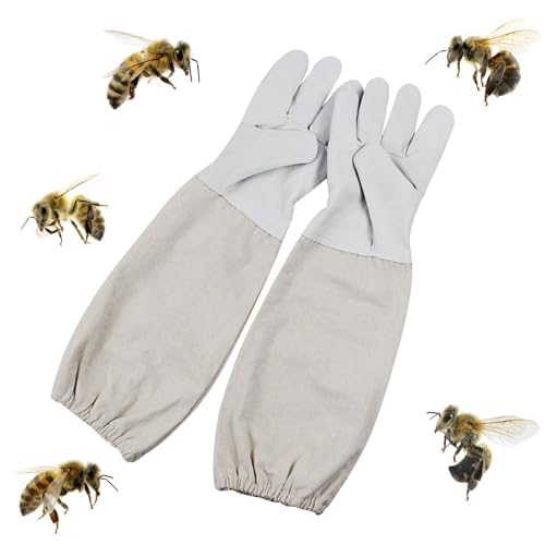Imkerhandschuhe aus Ziegenleder,Imkerhandschuhe Herren Damen,Imker Handschuhe,Imker Schutzhandschuhe mit Langen Ärmeln,Bienenzucht Handschuhe,Arbeitshandschuhe für den Garten,Imker zubehör von Doukesh