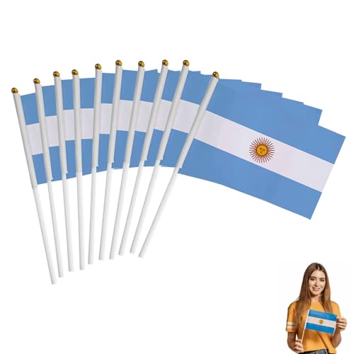 Klein Argentinien Flagge für EM Deko 2024,Handwinkende Flaggen,Mini-Flagge,Handgehaltene Flaggen,Nationalflaggen Argentinien für 2024 Fußball EM WM Hausgarten Party Bar Deko von Doukesh