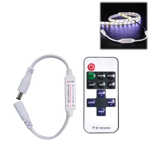 LED Streifen Controller,LED Strip Dimmer Kontroller DC 5V-24V 12A Empfänger RF Wireless Remote LED Stripe Fernbedienung Regler,Drahtloser LED-Dimmer-Controller 11 Tasten,LED Fernbedienung Ersatz von Doukesh
