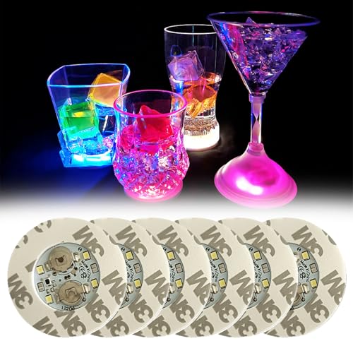 LED Untersetzer Selbstklebende Leuchtsticker,LED Untersetzer,Selbstklebende Flaschenlicht,LED Sticker Stimmungslichter,Leuchtsticker für Flaschen,LED Licht Sticker,LED Aufkleber Untersetzer,6 Stück von Doukesh