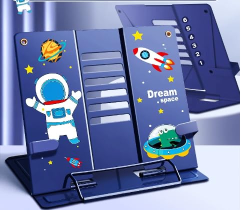 Leseständer kinder Buchstützen aus Metall 6 Stufen Verstellbar Buchständer Bücherhalter Faltbar Multifunktionales Metall-Lesegestell für Studieren Lesen Richtige Sitzhaltung und Weniger Ermüdung von Doukesh