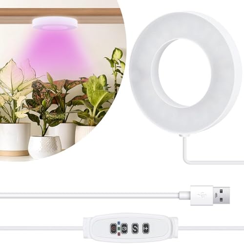 Pflanzenlampe LED,Vollspektrum Pflanzenlicht für Zimmerpflanzen,LED Grow Lampe mit USB Adapter,LED Grow Light,LED-Wachstumslicht mit Zeitschaltuhr,Wachstumslampe für Pflanzen,Gemüse,Blume,10Helligkeit von Doukesh