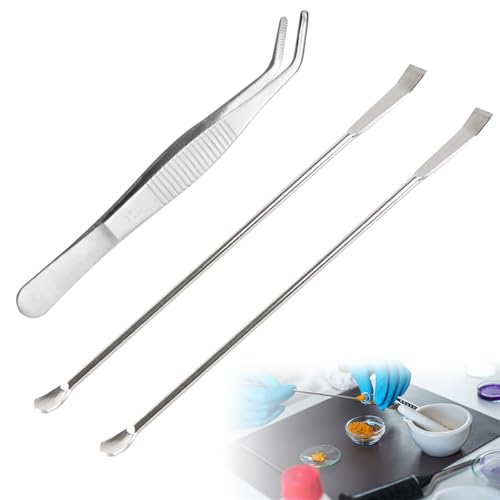 Spatel Labor Edelstahl mit Pinzen Laborspatel Laborlöffel Micro Probenlöffel Labor Spatel Edelstahl Doppelkopf Löffelspatel Löffel Labor Lab Löffel Mikro Spatel Micro Scoop Set für Labor 2 Stück von Doukesh