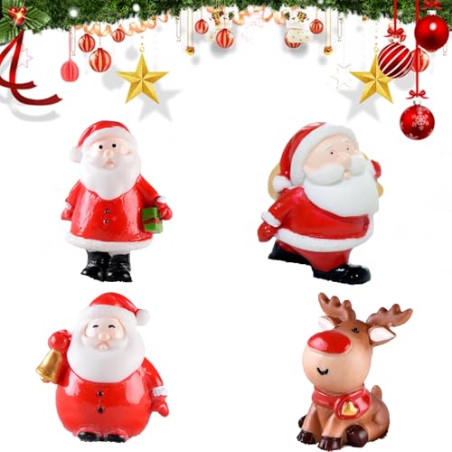 Weihnachten Miniatur Ornamente, Weihnachtsmann, Elchhirsch, Figuren Harz, Kleine Figuren, Weihnachtsfiguren, Garten Micro Landschaft Deko, 4PC Weihnachten Miniatur Ornamente, Weihnachtsmann, Elchhirsch, Figuren Harz, Kleine Figuren, Weihnachtsfiguren, Garten Micro Landschaft Deko, 4PC von Doukesh