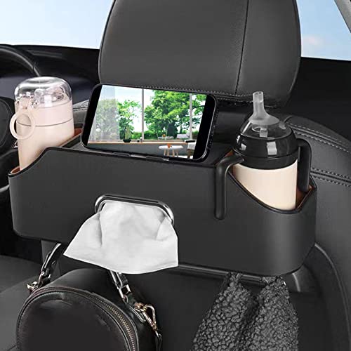 Autositz-Rückenlehnen-Organizer Mit Getränkehalter, Taschentuchbox Und Handyhaltern, Fahrzeug-Getränkebecherhalter Und Rücksitz-Organizer, Auto-Kopfstütze, Rücksitz, Multifunktionale Aufbewahrungsbox von Dous