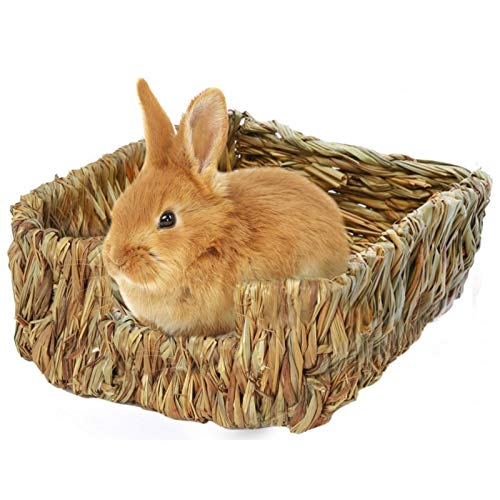 Dous Grasbett Kaninchenbett Grashaus Stroh Naturbett und Grasnest handgewebt für Meerschweinchen Chinchillas und Kaninchen von Dous