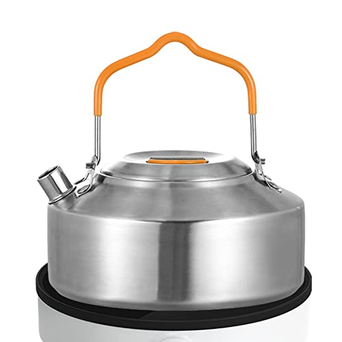 Dous Stahl Camping Wasserkocher, 1L Outdoor Tragbarer Edelstahl Wasserkocher, Tee Wasserkocher Camping Outdoor Wandern Picknick Topf Wasserkocher, Teekanne Und Kaffeekanne von Dous