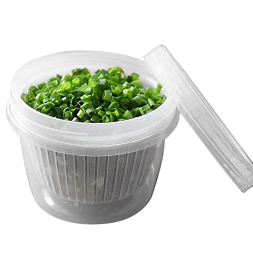 Gemüse-Organizer-Box Mit Abflusskorb, Kühlschrank-Lebensmittelkonservierungsbox Mit Deckel, Transparente Abflussdichtungsschale Für Gehackte Frühlingszwiebeln, Ingwer, Knoblauchgemüse von Dous