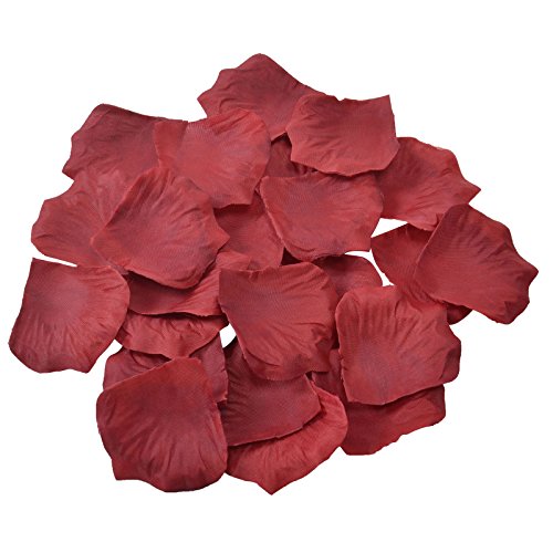 Künstliche Seiden-Rosenblätter von Doutop für Hochzeiten, als Tischdeko, Konfettiwurf, Brautparty, 1000 Stück in rot, rosa, weiß und lila. Bordeaux von Doutop