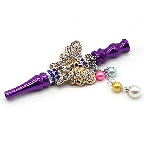 Douup Shisha-Set Mit Allem, was Bunten Strass Wulstige Zigarettenspitze Legierung Huka Mund Diamant Arabisch Shisha Filter Shisha Zubehör Tipps,Lila von Douup