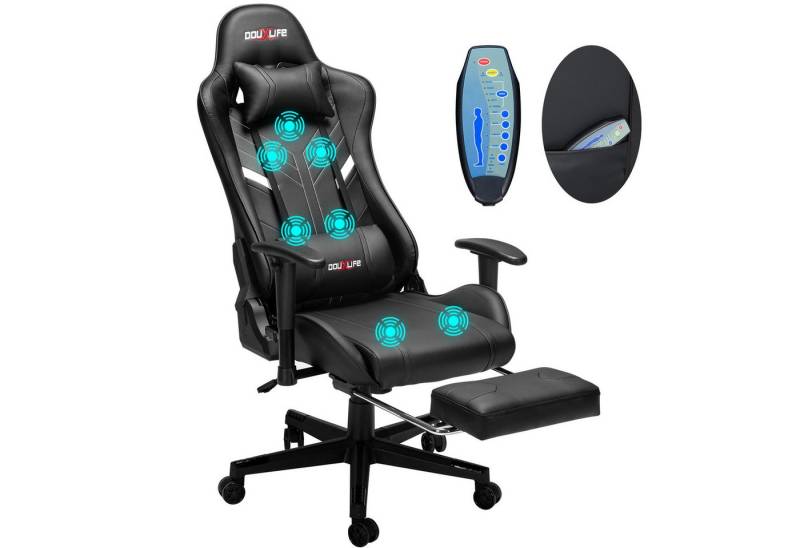 Douxlife Gaming-Stuhl (Ergonomischer Gaming Sessel mit Massagefunktion), 5 Massagemodi, Höhenverstellbar, Max150kg von Douxlife