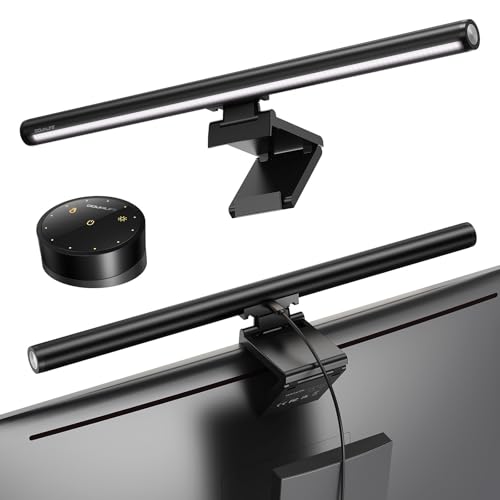 Douxlife LED Computer Monitor Light Bar Screenbar mit Touch Control und Fernbedienung, USB aufladen Büro bildschirm lampe, Stufenlos Dimmbare Helligkeit & Farbtemperatur Augenschutz für PC Schwarz von Douxlife