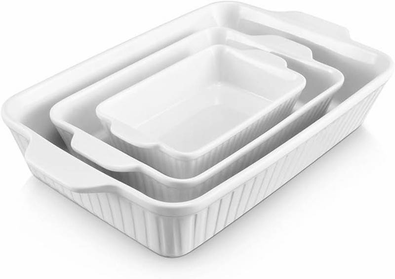 Dowan Auflaufform Auflaufformen Keramik Backformen für den Ofen, 3er Set (40/31/23 cm) von Dowan