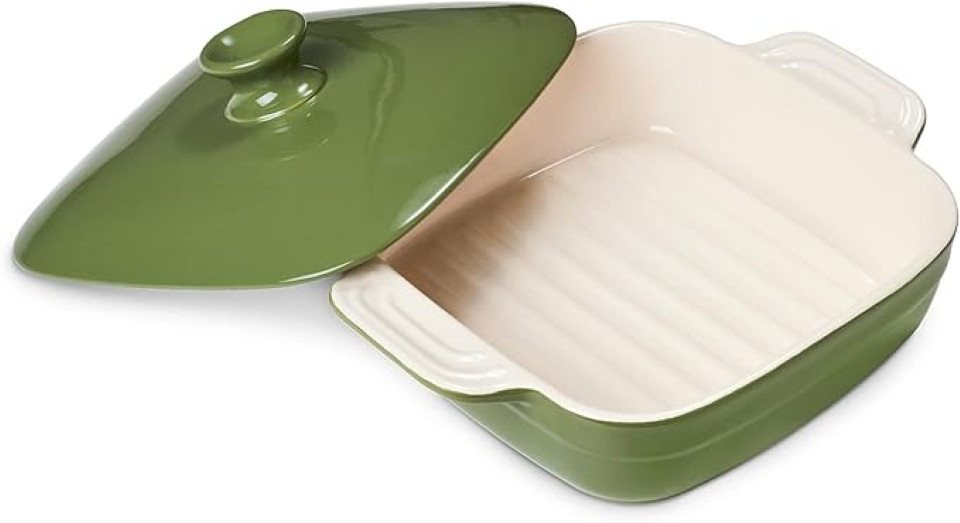 Dowan Auflaufform Backform mit Deckel, keramische Auflaufform, 1,6 Liter, grün von Dowan