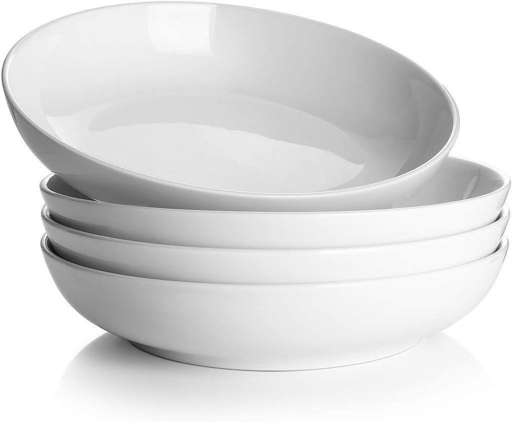 Dowan Speiseteller Pastaschalen, Weiße Flache Pasta-Schalen Set von 4 Dowan Speiseteller Pastaschalen, Weiße Flache Pasta-Schalen Set von 4 von Dowan