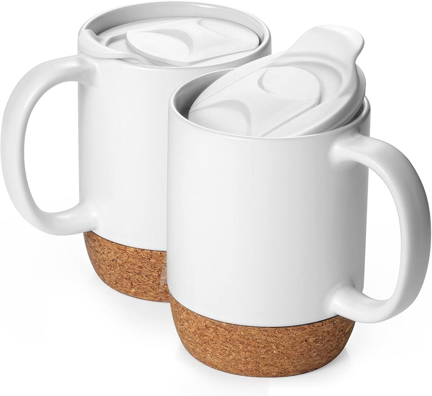 Dowan Tasse DOWAN Kaffeetassen-Set 2er – 444 ml Becher mit Deckel & Korkboden Dowan Tasse DOWAN Kaffeetassen-Set 2er – 444 ml Becher mit Deckel & Korkboden von Dowan