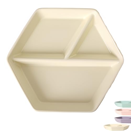 Dowbom DB-FGP-007 Teller für Portionskontrolle, geteilte Teller für Erwachsene, bariatrische Teller zur Portionskontrolle, wiederverwendbares 3-teiliges Lunch-Tablett (22,9 cm, weiß) von Dowbom