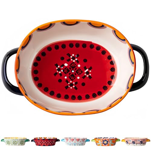 Dowbom Keramik-Backformen für Ofen, kleine Auflaufform für Ofen, Keramik-Backformen (rot, 680 ml) von Dowbom