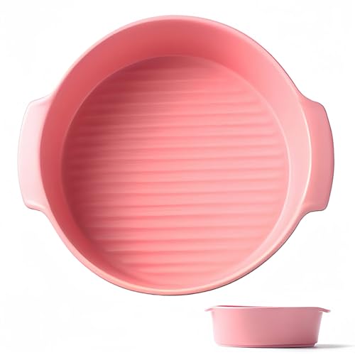 Dowbom Keramik-Backformen für Ofen, rund, 800 ml, Auflaufform für Ofen, 17,8 cm, Keramik-Backformen (Rosa, 800 ml) von Dowbom