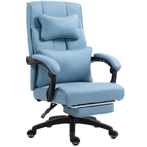 Dowinx Chefsessel Bürostuhl Ergonomisch mit Fußstütze, Verstellbare Lendenwirbel und Kopfstützen, Ergonomischer Bürostuhl, Drehstuhl Computerstuhl mit Hoher Rückenlehne, Bürostuhl 150 KG (Blau) Dowinx Chefsessel Bürostuhl Ergonomisch mit Fußstütze, Verstellbare Lendenwirbel und Kopfstützen, Ergonomischer Bürostuhl, Drehstuhl Computerstuhl mit Hoher Rückenlehne, Bürostuhl 150 KG (Blau) von Dowinx