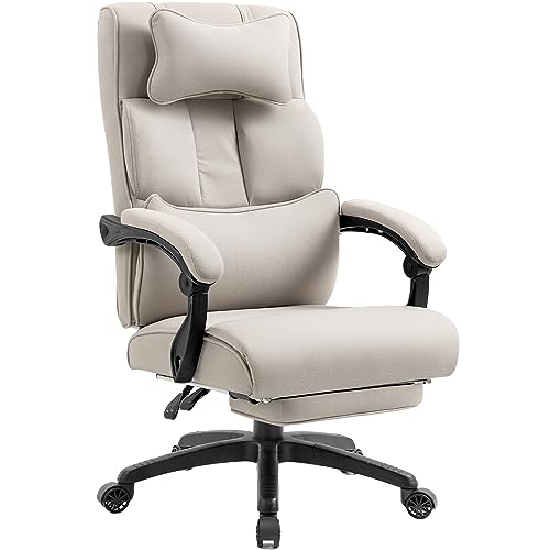 Dowinx Chefsessel Bürostuhl Ergonomisch mit Fußstütze und Gepolsterte Armlehne, Ergonomischer Bürostuhl Stoff, Drehstuhl Computerstuhl mit Hoher Rückenlehne, Höhenverstellbarer Bürostuhl 150 KG Beige Dowinx Chefsessel Bürostuhl Ergonomisch mit Fußstütze und Gepolsterte Armlehne, Ergonomischer Bürostuhl Stoff, Drehstuhl Computerstuhl mit Hoher Rückenlehne, Höhenverstellbarer Bürostuhl 150 KG Beige von Dowinx