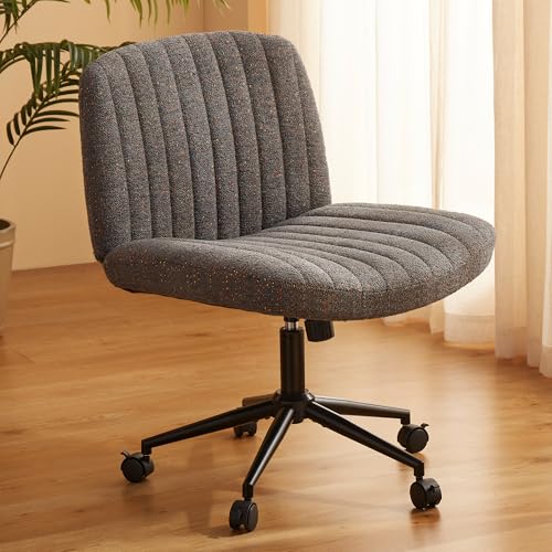 Dowinx Criss Cross Stuhl mit Feststellrädern, Preminum Stoff und Taschenfederkissen, Verstellbarer Drehstuhl mit breitem Sitz, Morden Design Vanity Chair, Grau Dowinx Criss Cross Stuhl mit Feststellrädern, Preminum Stoff und Taschenfederkissen, Verstellbarer Drehstuhl mit breitem Sitz, Morden Design Vanity Chair, Grau von Dowinx