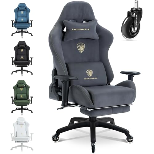 Dowinx Gaming Stuhl, Atmungsaktiver und Ergonomischer Bürostuhl aus Mikrofaser-Velours, Weiches Sitzgefühl wie Pelz, Verstellbarer Schreibtischstuhl mit Fußstütze, Grau Dowinx Gaming Stuhl, Atmungsaktiver und Ergonomischer Bürostuhl aus Mikrofaser-Velours, Weiches Sitzgefühl wie Pelz, Verstellbarer Schreibtischstuhl mit Fußstütze, Grau von Dowinx