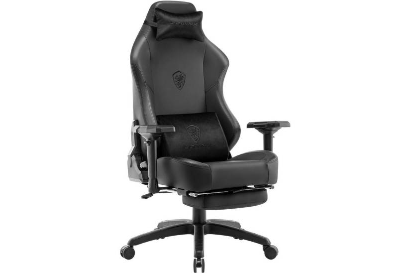 Dowinx Gaming-Stuhl Bürostuhl Ergonomischer Computer Stuhl mit Fußstütze, 4D-Armlehnen, mit Wildleder Kopfstütze und Lendenwirbelstütze von Dowinx