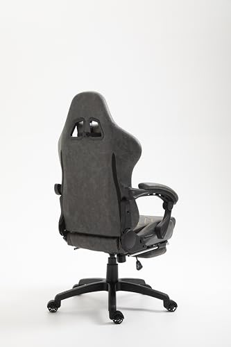 Dowinx Gaming Stuhl Bürostuhl Ergonomischer PC-Stuhl mit Massage Lendenwirbelstütze, Vorteil Stil PU Leder Hohe Rückenlehne Verstellbarer Drehsessel mit Fußstütze (Grau) von Dowinx