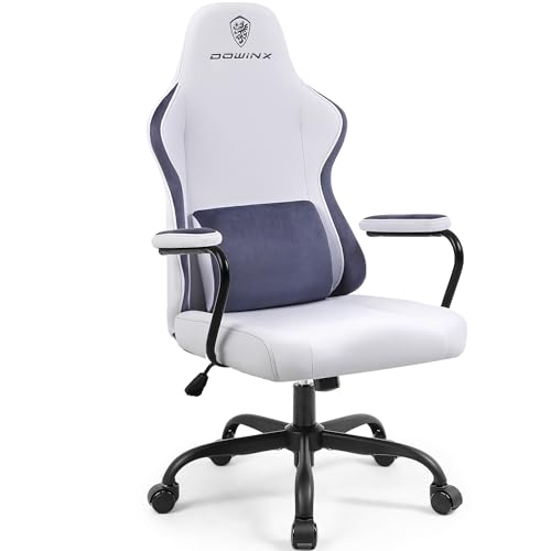 Dowinx Gaming Stuhl Stoff für Erwachsene, Ergonomische Computerstuhl mit Lendenwirbelstütze, Recline Bürostuhl Gaming-Schreibtischstuhl für Kinder Gray von Dowinx