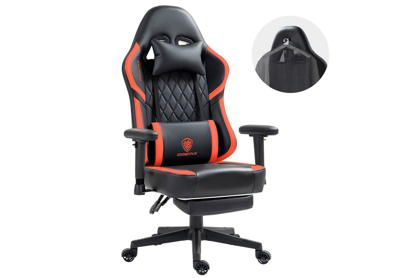 Dowinx Gaming-Stuhl Ergonomischer Bürostuhl mit Taschenfederkissen und Aufhänger, Massage Game Stuhl mit Kopfstütze und Fußstütze Dowinx Gaming-Stuhl Ergonomischer Bürostuhl mit Taschenfederkissen und Aufhänger, Massage Game Stuhl mit Kopfstütze und Fußstütze von Dowinx