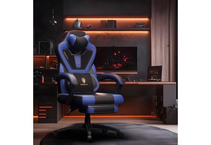 Dowinx Gaming-Stuhl Ergonomischer Computerstuhl mit Fußstütze und Massage, PC Game Stuhl für schwere Menschen von Dowinx