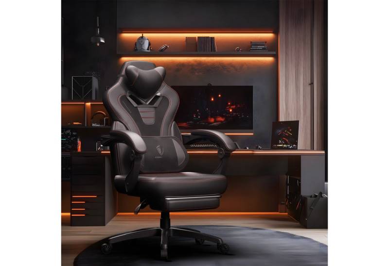 Dowinx Gaming-Stuhl Ergonomischer Computerstuhl mit Fußstütze und Massage, PC Game Stuhl für schwere Menschen von Dowinx