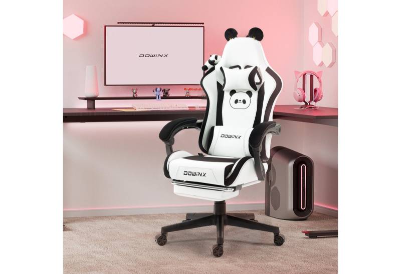 Dowinx Gaming-Stuhl Ergonomischer Computerstuhl mit Hoher Rückenlehne, Lendenwirbelstütze, PU-Leder, Fußstütze von Dowinx