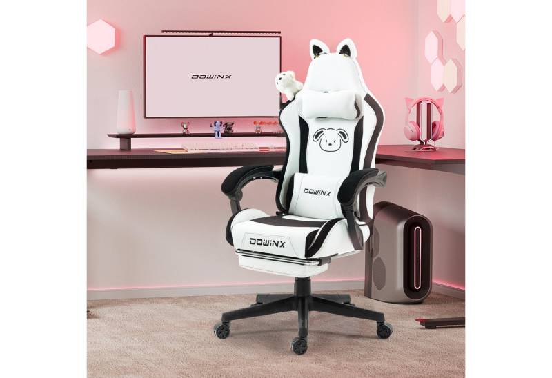 Dowinx Gaming-Stuhl Ergonomischer Computerstuhl mit Hoher Rückenlehne, Lendenwirbelstütze, PU-Leder, Fußstütze von Dowinx