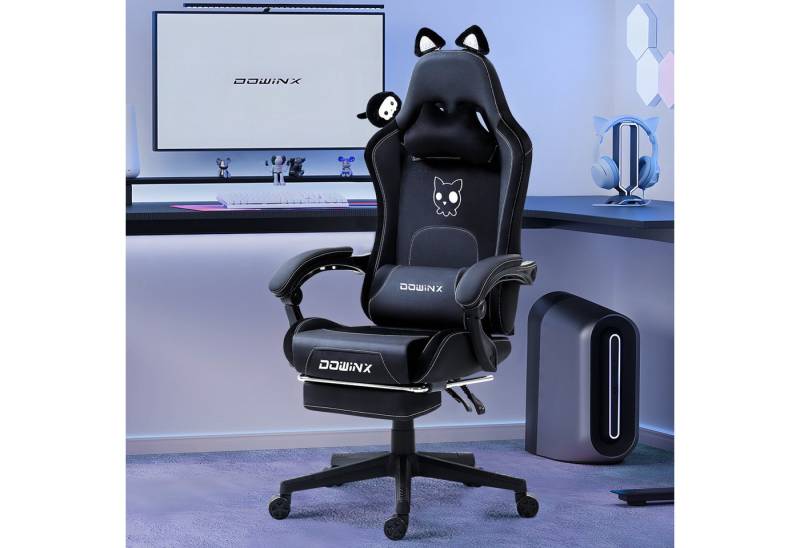 Dowinx Gaming-Stuhl Ergonomischer Computerstuhl mit Hoher Rückenlehne, Lendenwirbelstütze, PU-Leder, Fußstütze von Dowinx