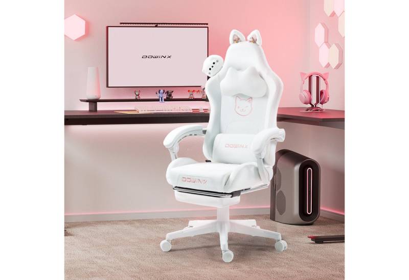 Dowinx Gaming-Stuhl Ergonomischer Computerstuhl mit Hoher Rückenlehne, Lendenwirbelstütze, PU-Leder, Fußstütze von Dowinx