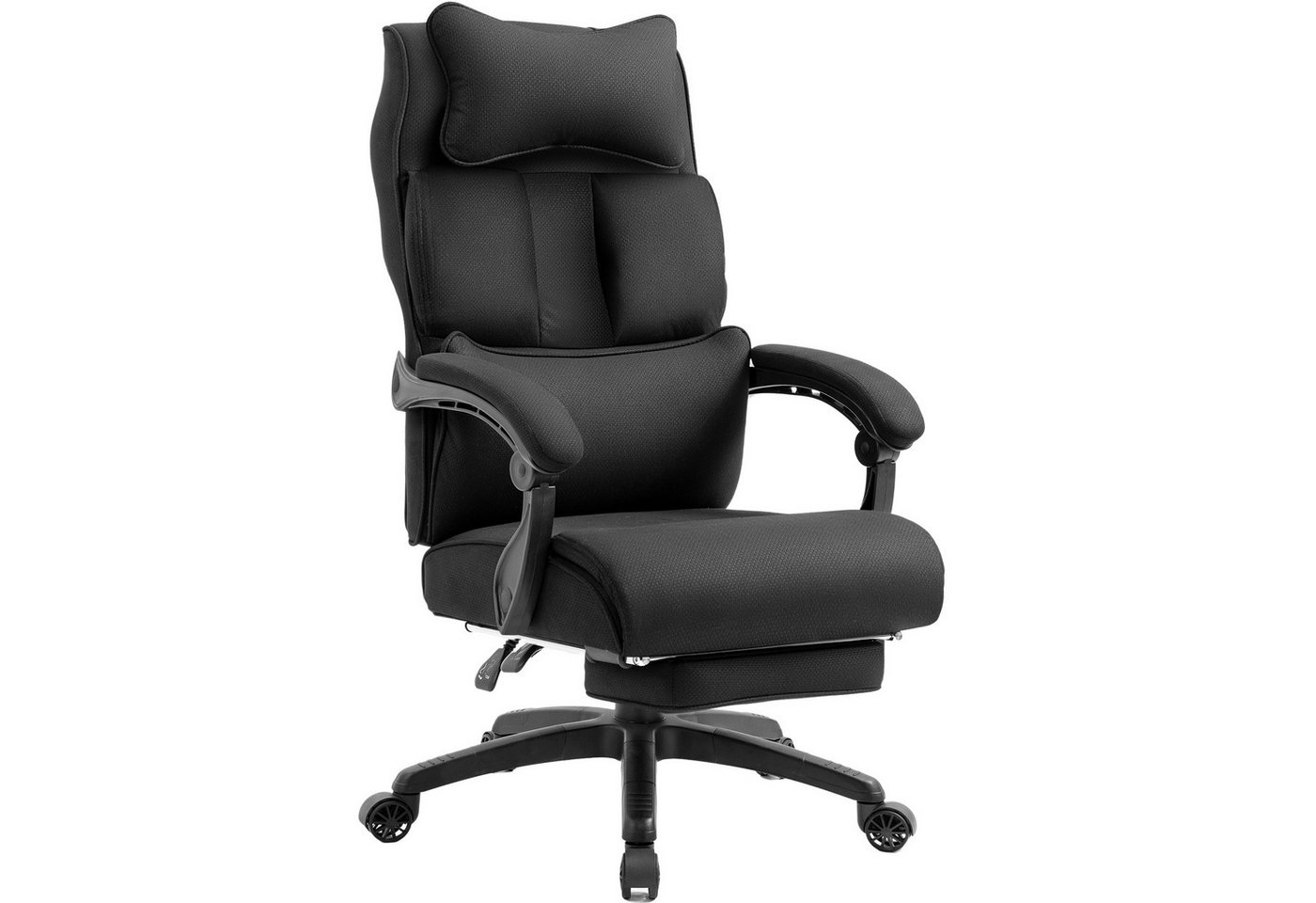 Dowinx Gaming-Stuhl Ergonomisches Design, mit Fußstütze und gepolsterten Armlehnen, Obermaterial Stoff, Hochlehner-Drehstuhl, schwarz Dowinx Gaming-Stuhl Ergonomisches Design, mit Fußstütze und gepolsterten Armlehnen, Obermaterial Stoff, Hochlehner-Drehstuhl, schwarz von Dowinx