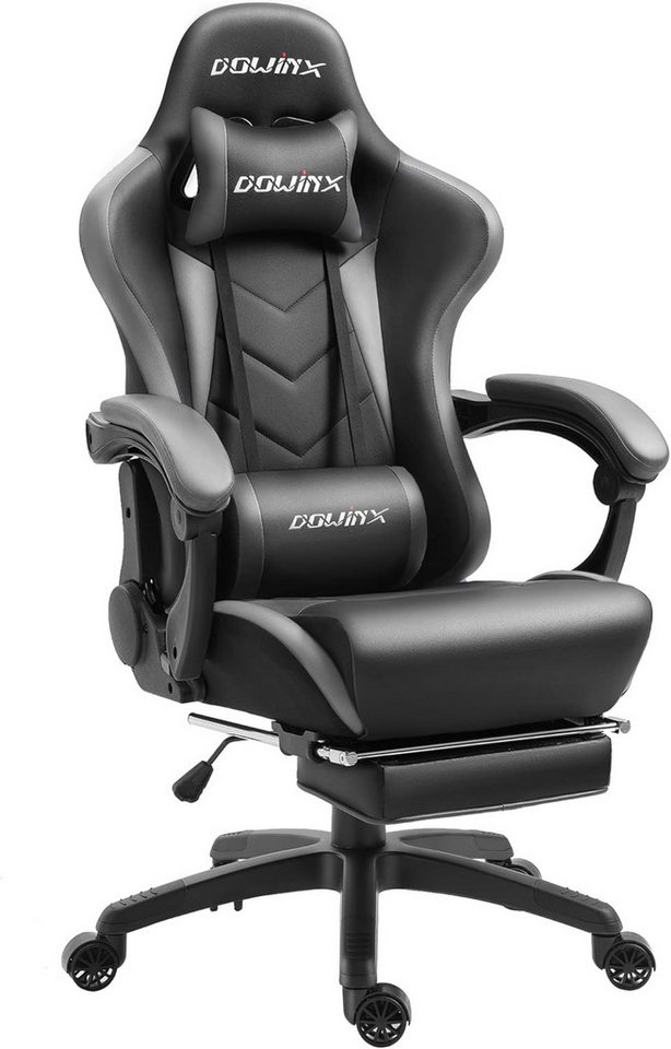 Dowinx Gaming-Stuhl Ergonomisches Design mit Lendenwirbelstütze und Fußstütze, Computer Bürostuhl Rückenlehne verstellbar Drehstuhl, Grau Dowinx Gaming-Stuhl Ergonomisches Design mit Lendenwirbelstütze und Fußstütze, Computer Bürostuhl Rückenlehne verstellbar Drehstuhl, Grau von Dowinx