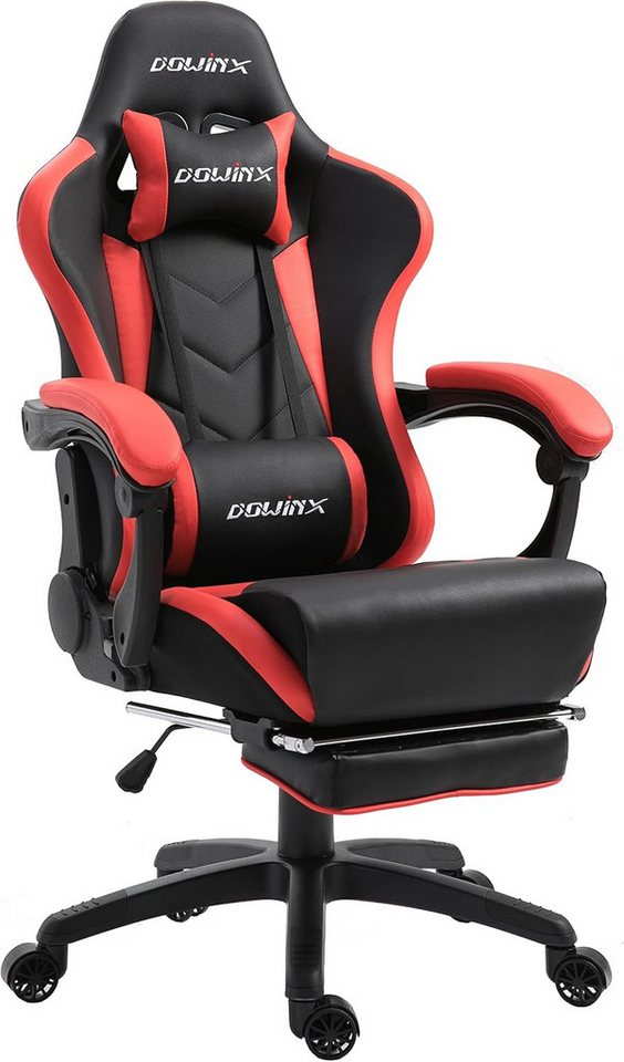 Dowinx Gaming-Stuhl Ergonomisches Design mit Lendenwirbelstütze und Fußstütze, Computer Bürostuhl Rückenlehne verstellbar Drehstuhl, Rot Dowinx Gaming-Stuhl Ergonomisches Design mit Lendenwirbelstütze und Fußstütze, Computer Bürostuhl Rückenlehne verstellbar Drehstuhl, Rot von Dowinx