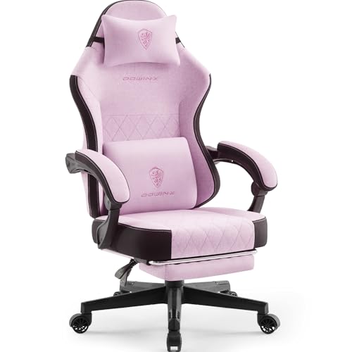 Dowinx Gaming Stuhl Stoff mit Frühling Kissen, Massage Lendenwirbelstütze Bürostuhl mit Fußstütze für Erwachsene, Ergonomischer Gaming Sessel Groß und Hoch für Office Gaming 135KG, Rosa Dowinx Gaming Stuhl Stoff mit Frühling Kissen, Massage Lendenwirbelstütze Bürostuhl mit Fußstütze für Erwachsene, Ergonomischer Gaming Sessel Groß und Hoch für Office Gaming 135KG, Rosa von Dowinx