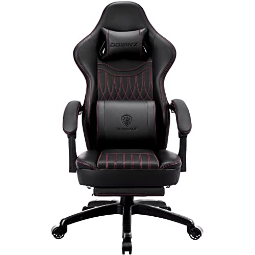 Dowinx Gaming Stuhl mit Frühling Kissen,Racing Gamer Stuhl mit Massage Lendenwirbelstütze, Ergonomischer Gaming Sessel mit Fußstütze Bürostuhl PU Leder Schwarz Dowinx Gaming Stuhl mit Frühling Kissen,Racing Gamer Stuhl mit Massage Lendenwirbelstütze, Ergonomischer Gaming Sessel mit Fußstütze Bürostuhl PU Leder Schwarz von Dowinx