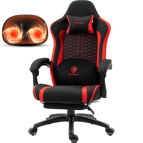 Dowinx Gaming Stuhl mit Heizmassage & Fußstütze, Großer Ergonomischer Bürostuhl mit Lordosenstütze und Taschenfederkissen, 160kg Belastbarkeit, Schreibtischstuhl für Erwachsene von Dowinx