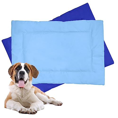 Downtown Pet Supply Hundekäfig-Pad, 107 x 68 cm, hell- und dunkelblau – wasserdichtes Ripstop-Nylongewebe, Hundekäfig-Matte, kaufest und maschinenwaschbar – Größe XL gepolstertes Hundebett von Downtown Pet Supply