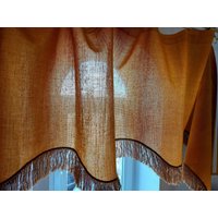 Vintage Acryl Valance Vorhang Mit Fransen, Senffarbener Vorhang, Café | A4 von DowryChestFinds